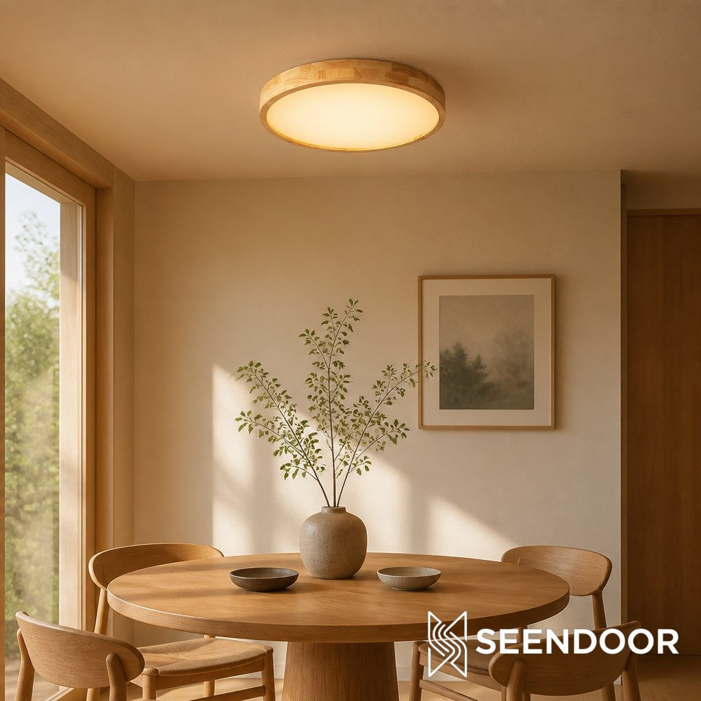 LignoForma Architektonische Holzdeckenleuchte – Mehrformige LED-Aufbauleuchte für Schlafzimmer und Kreativräume