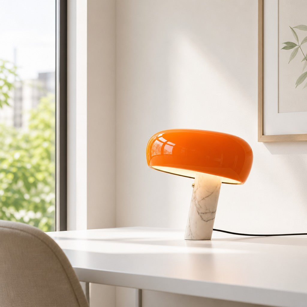 Lampada da tavolo Slantia Amusing Ploy - Paralume in vetro e base in marmo per soggiorno N45