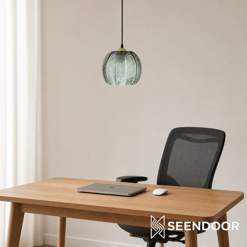 Aria geribbelde glazen bol hanglamp – moderne bolvormige hanglamp voor keukeneiland en eetkamer