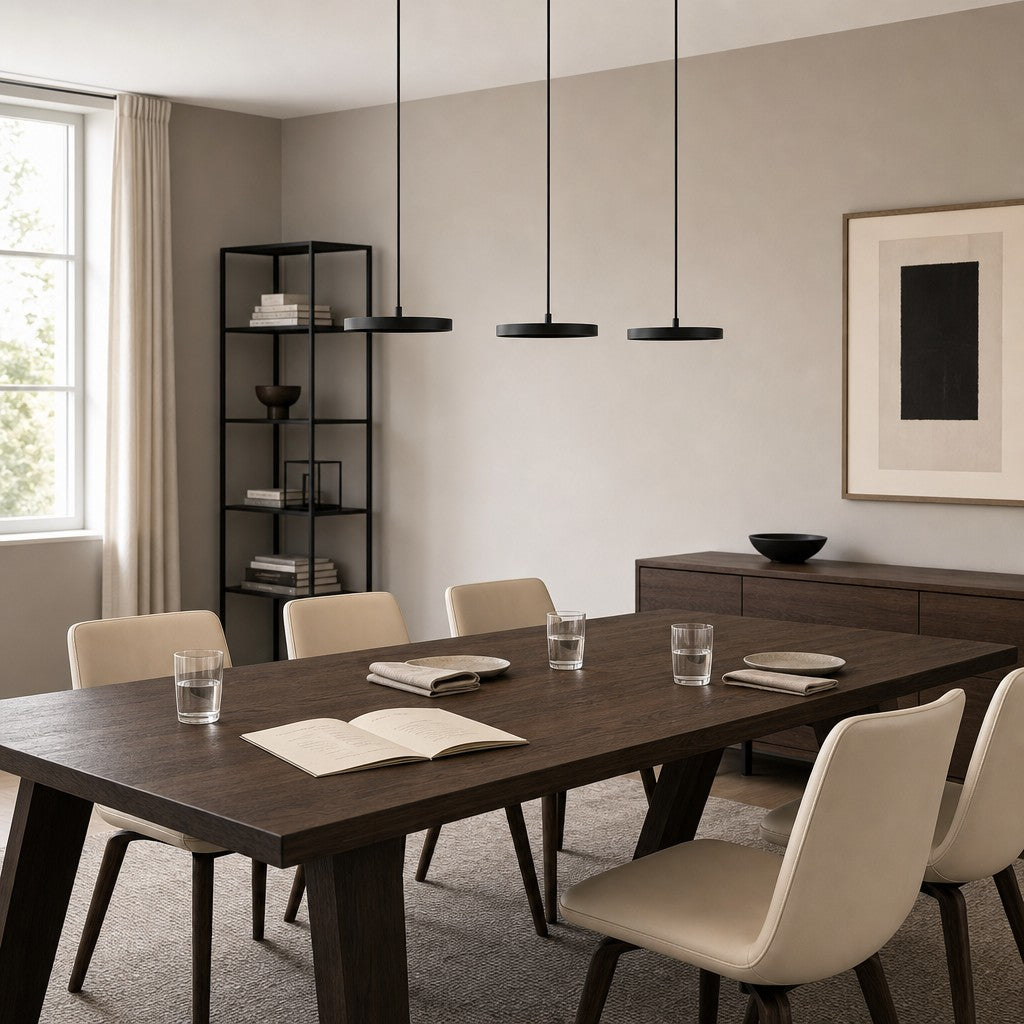 Evanos Disc Design Pendant Light – Sculptural Iron Disc Style for Modern Dining Room