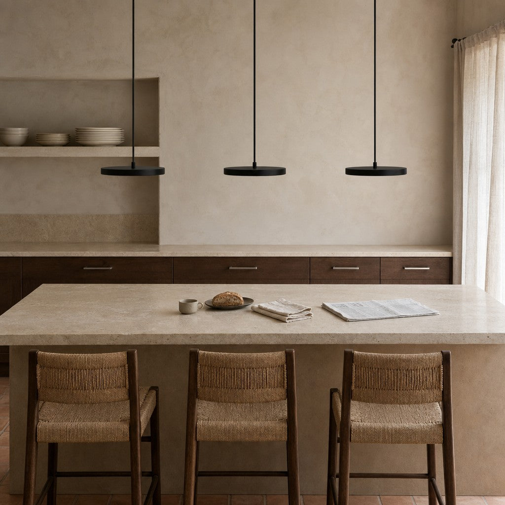 Evanos Disc Design Pendant Light – Sculptural Iron Disc Style for Modern Dining Room