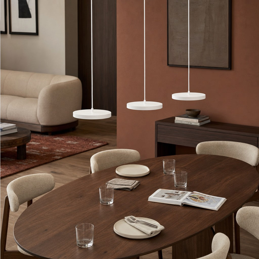 Evanos Disc Design Pendant Light – Sculptural Iron Disc Style for Modern Dining Room