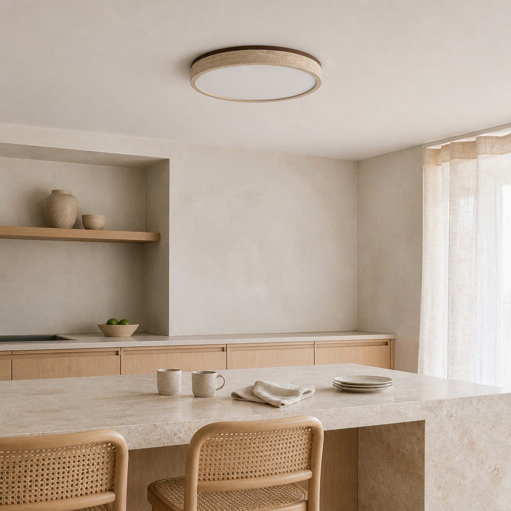 Zenthoris Travertin Deckenleuchte Minimalistische Aufbaudeckenleuchte – Moderne Ambientebeleuchtung für Flur