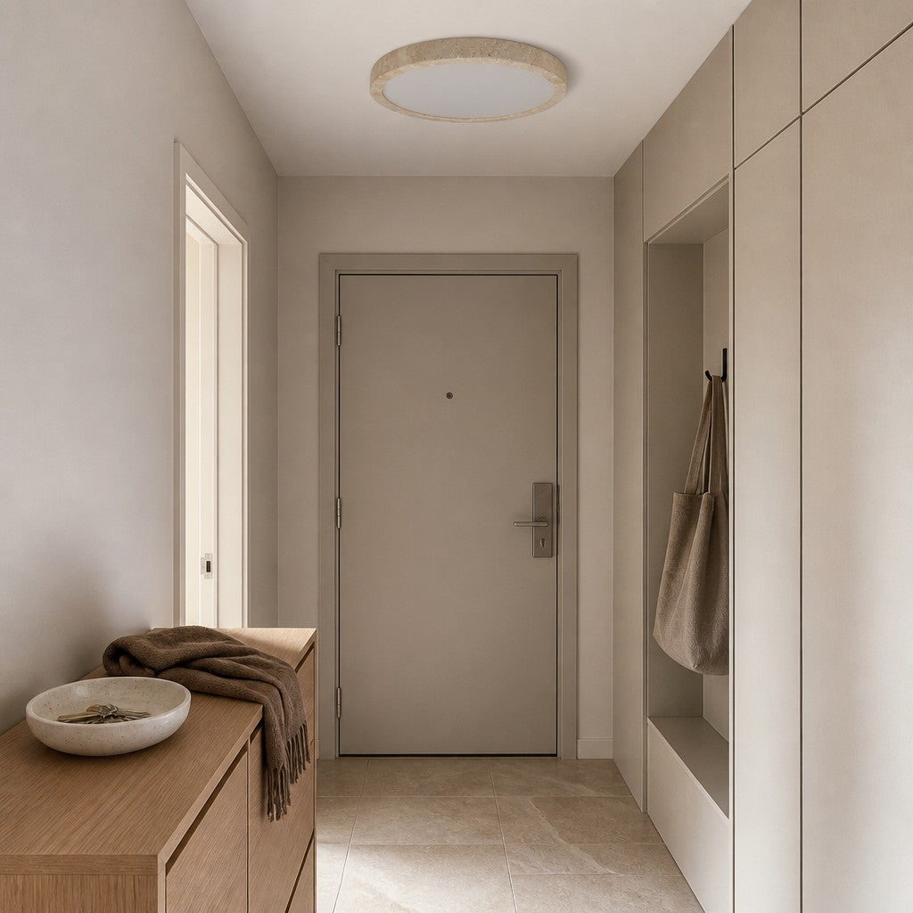 Zenthoris Travertin Deckenleuchte Minimalistische Aufbaudeckenleuchte – Moderne Ambientebeleuchtung für Flur