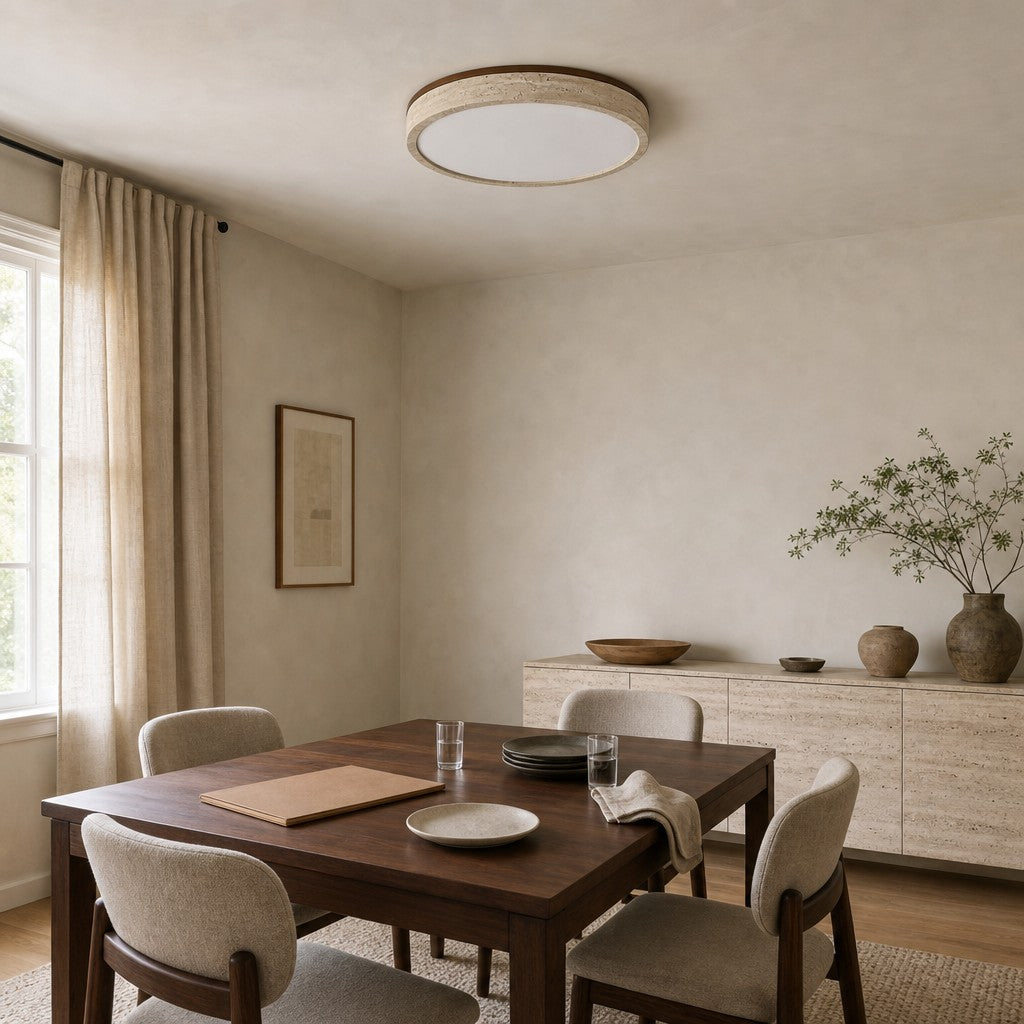 Zenthoris Travertin Deckenleuchte Minimalistische Aufbaudeckenleuchte – Moderne Ambientebeleuchtung für Flur