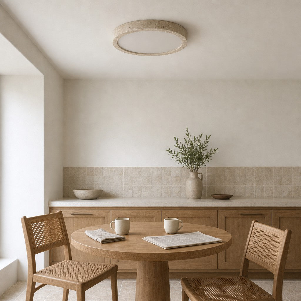 Zenthoris Travertin Deckenleuchte Minimalistische Aufbaudeckenleuchte – Moderne Ambientebeleuchtung für Flur