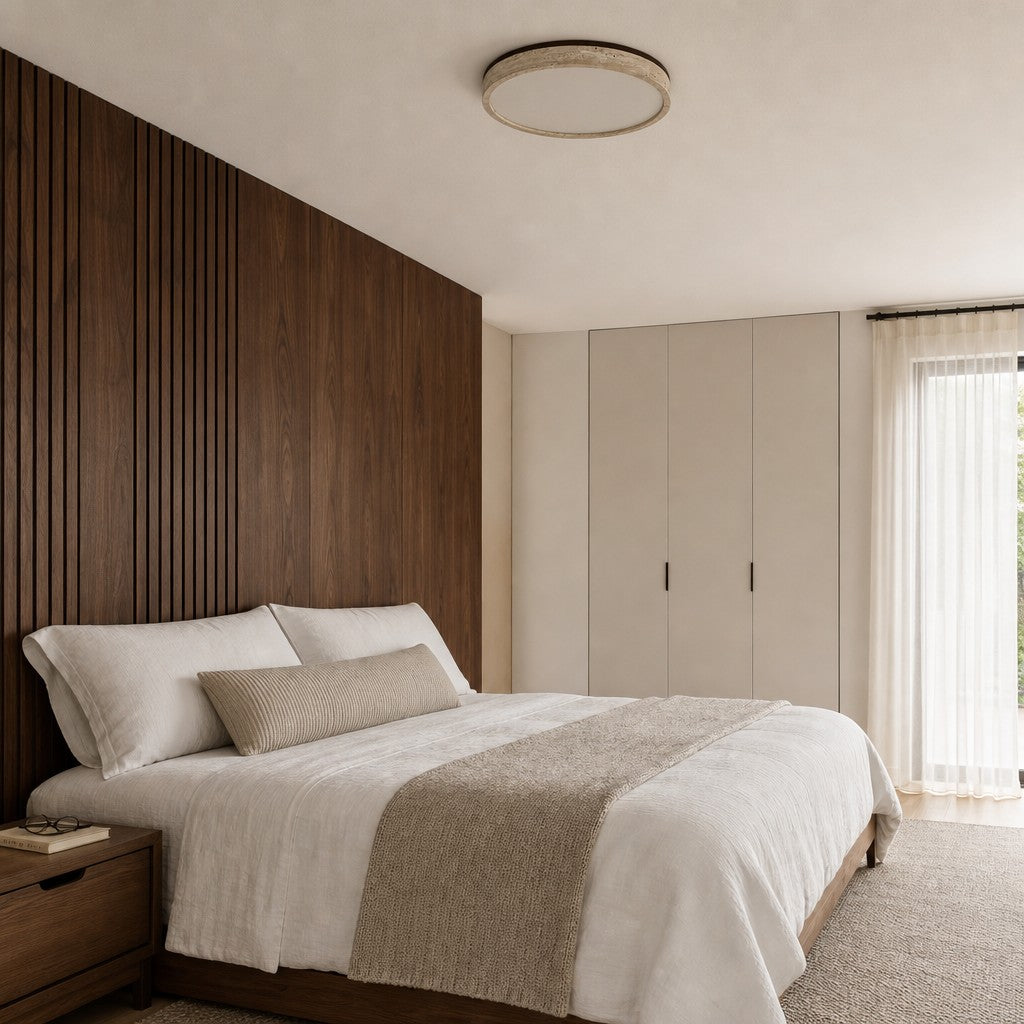 Zenthoris Travertin Deckenleuchte Minimalistische Aufbaudeckenleuchte – Moderne Ambientebeleuchtung für Flur