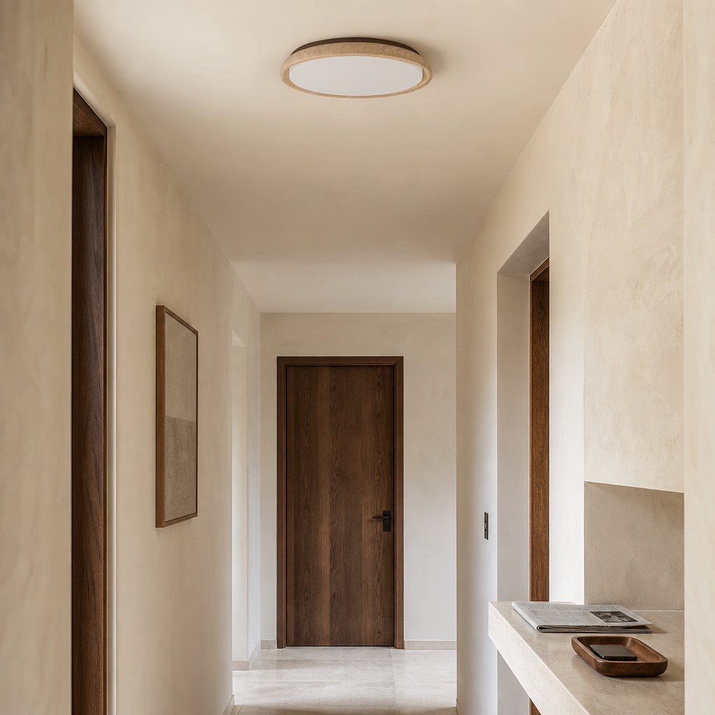 Plafonnier rond Torvella à disque sculptural - Éclairage naturel moderne pour chambre