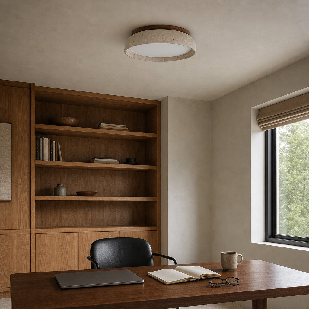 Plafonnier rond Torvella à disque sculptural - Éclairage naturel moderne pour chambre