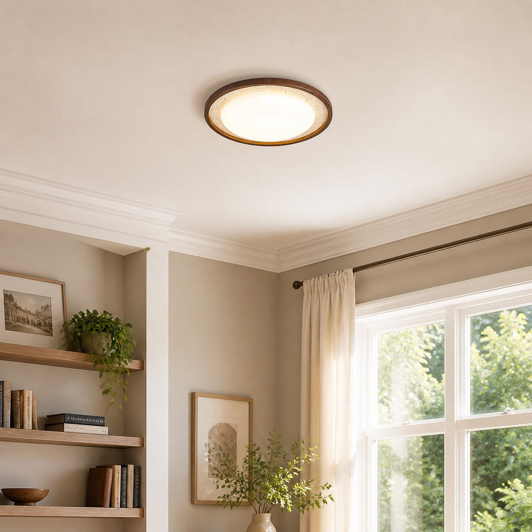 Torvella Round Ceiling Light Sculptural Disc Flush Mount - Modern Natural Bedroom Lighting