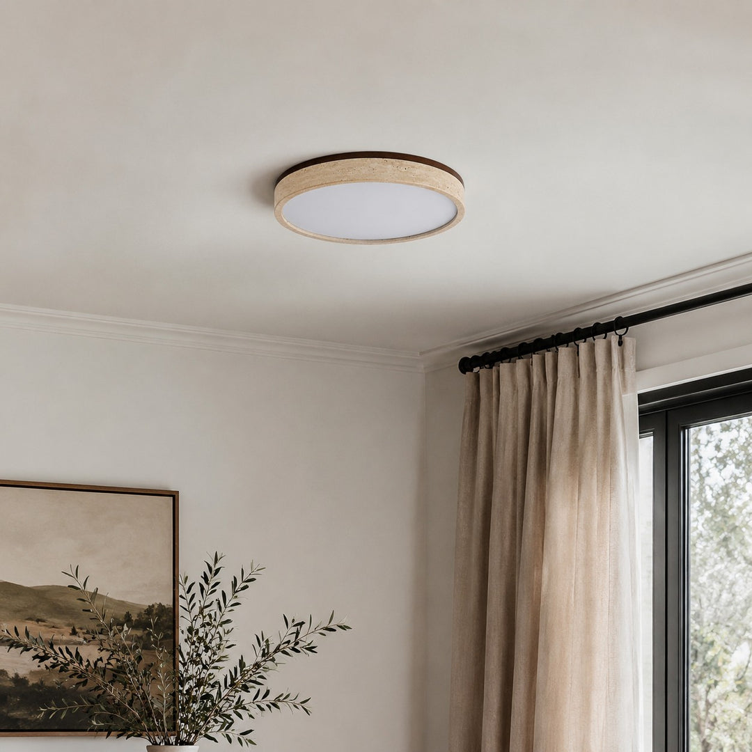 Torvella Round Ceiling Light Sculptural Disc Flush Mount - Modern Natural Bedroom Lighting