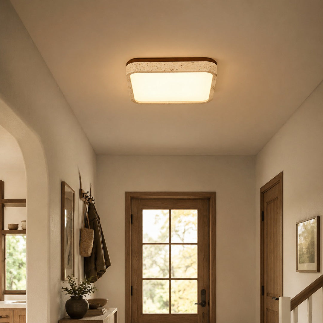 Torvella Round Ceiling Light Sculptural Disc Flush Mount - Modern Natural Bedroom Lighting