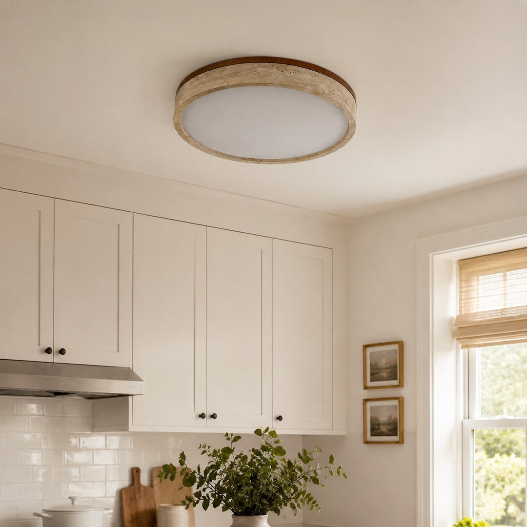 Torvella Round Ceiling Light Sculptural Disc Flush Mount - Modern Natural Bedroom Lighting