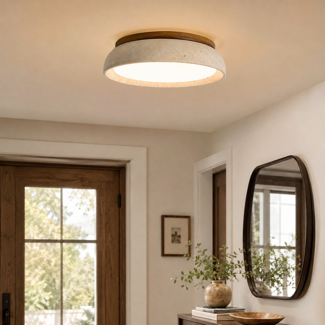 Torvella Round Ceiling Light Sculptural Disc Flush Mount - Modern Natural Bedroom Lighting