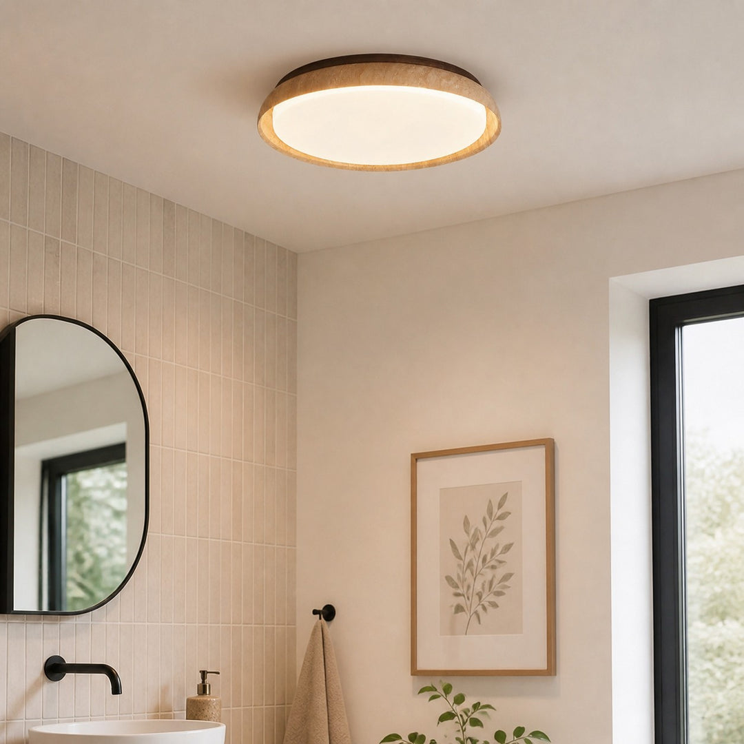 Torvella Round Ceiling Light Sculptural Disc Flush Mount - Modern Natural Bedroom Lighting