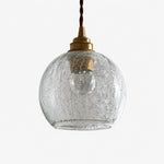 Cargar imagen en el visor de la Galería, Style D brass pendant light with clear crackle glass cylinder shade