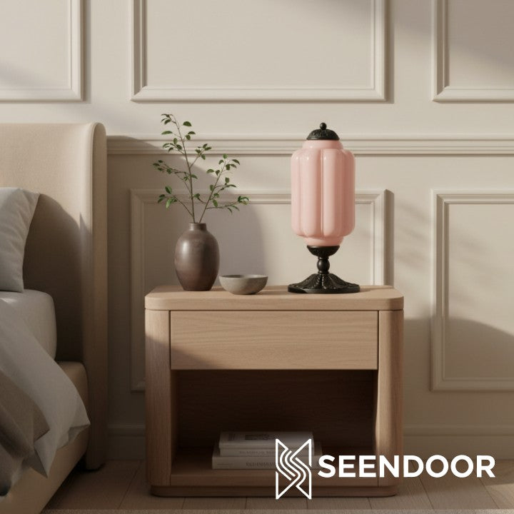 Retro Eloise Milk Glass Table Lamp for Bedroom Decor