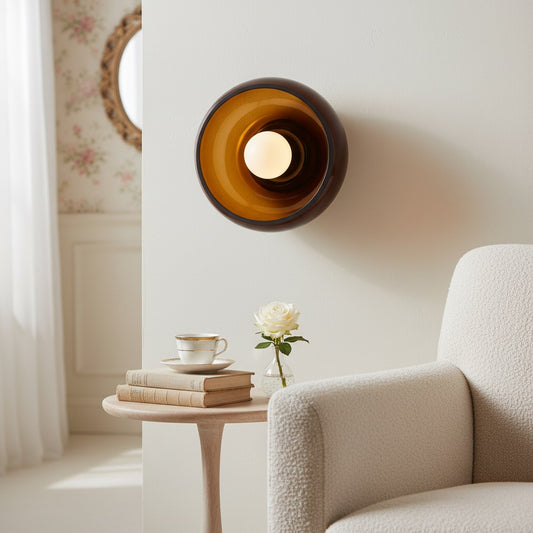 Haelen Alistair Retro-Schalen-Wandleuchte｜Geschwungenes, halbtransparentes Design｜Glas- oder Alabaster-Wandleuchte für Wohnzimmer oder Flur