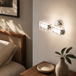 Załaduj obraz do przeglądarki galerii, Horizontal Bauhaus acrylic chrome wall lamp installed beside a bed