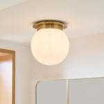 Load image into Gallery viewer, Rivolence Flush Mount Ceiling Fixture - Minimal Globe Brass Lighting
