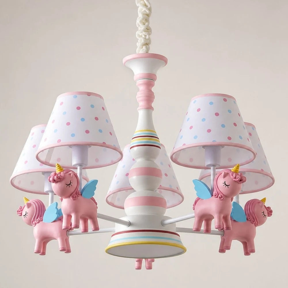 Pink fabric shade and resin accent detail