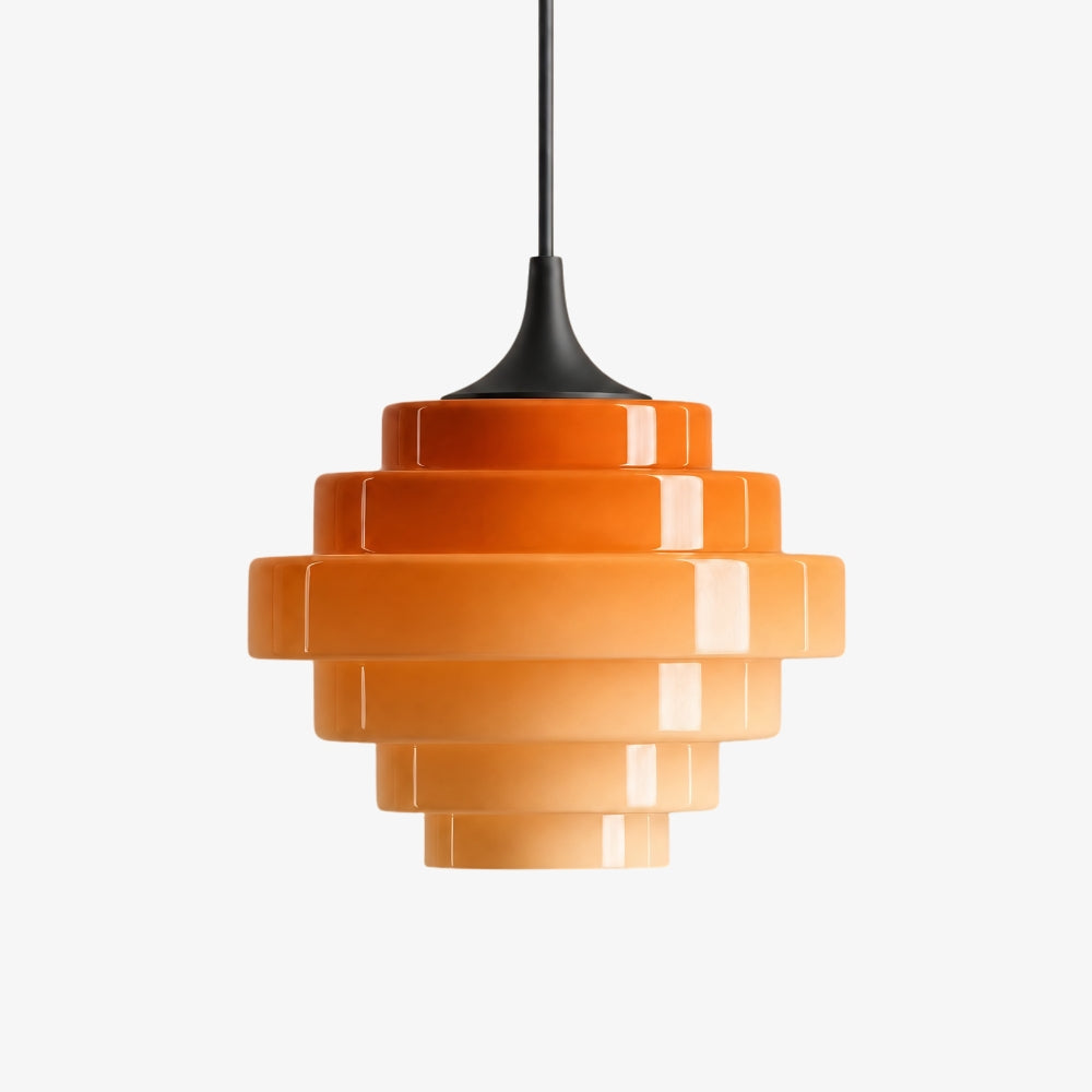 Sanenos Retro Geometric Glass Pendant Light - Gradient Glass Shade for Living or Dining Room