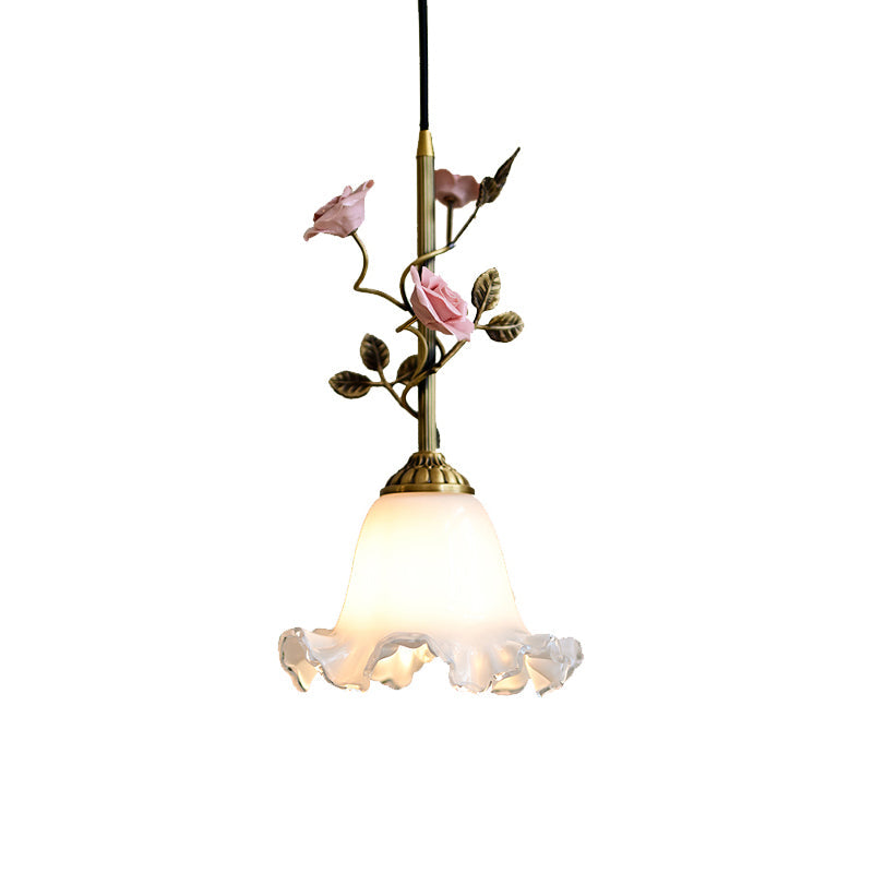 Lalique Rosen Glas Pendelleuchte