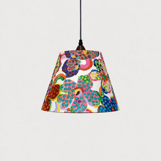 Lampe suspendue en tissu floral coloré