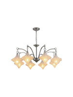 Load image into Gallery viewer, Art Deco Astris Star Chandelier – Frosted Glass Deco Fixture for Dining Room
