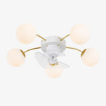 Carica l'immagine nella visualizzazione Galleria, 5 Heads white and gold ceiling fan light
