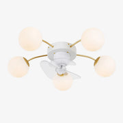 5 Heads white and gold ceiling fan light