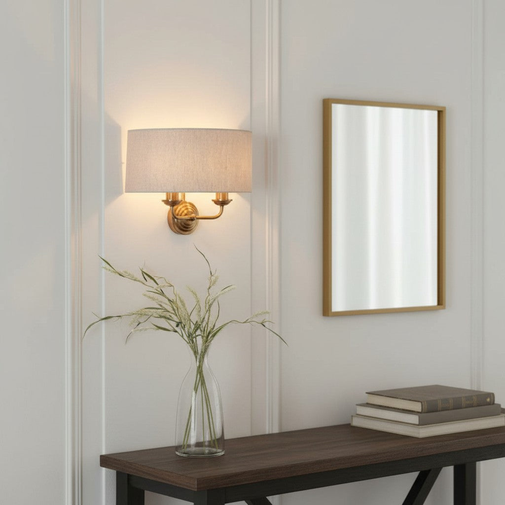 Tela Classic wandlamp met stoffen kap – elegante metalen afwerking wandlamp voor woonkamer / slaapkamer