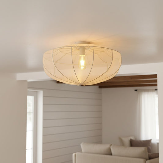 Lámpara de Techo Lumifil con Malla Drapeada – Lámpara con Pantalla Texturizada Boho Rústica para Sala o Dormitorio