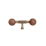 Load image into Gallery viewer, Vintage Walnut Brass Pulls – Single Hole Double Ball Wooden Cabinet Pulls
