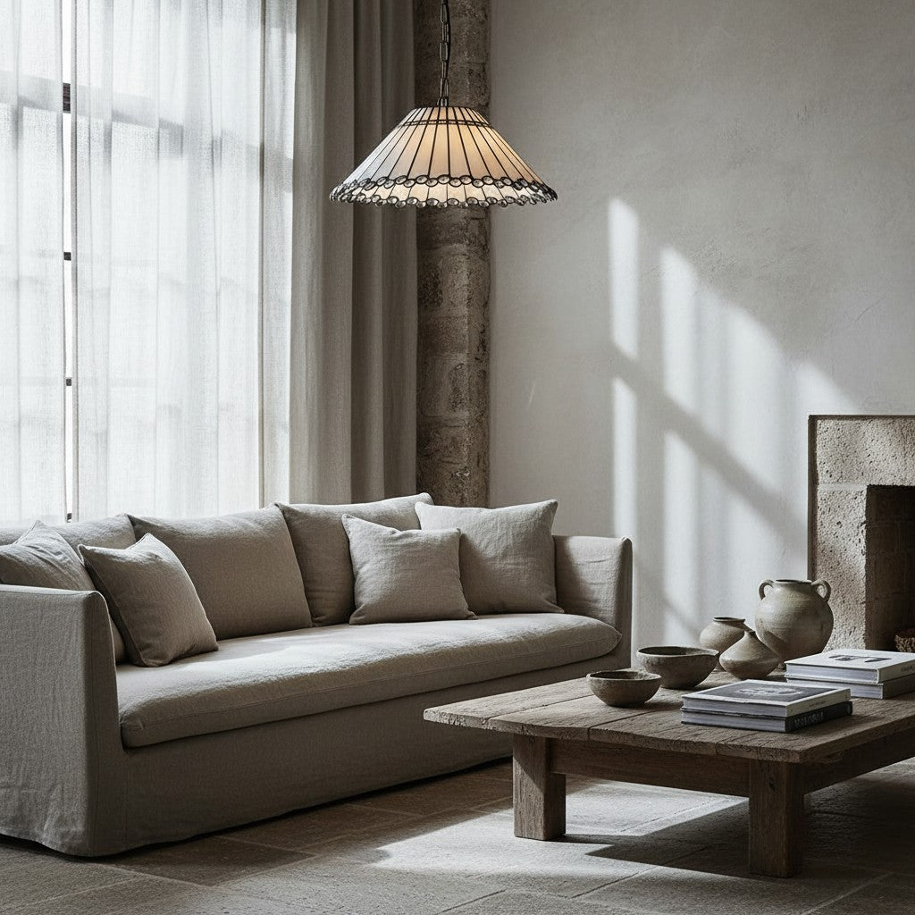 TF Allanton Art Deco Pendant Lamp - Elegant Glass Ceiling Light for Living Elegant Dining Room