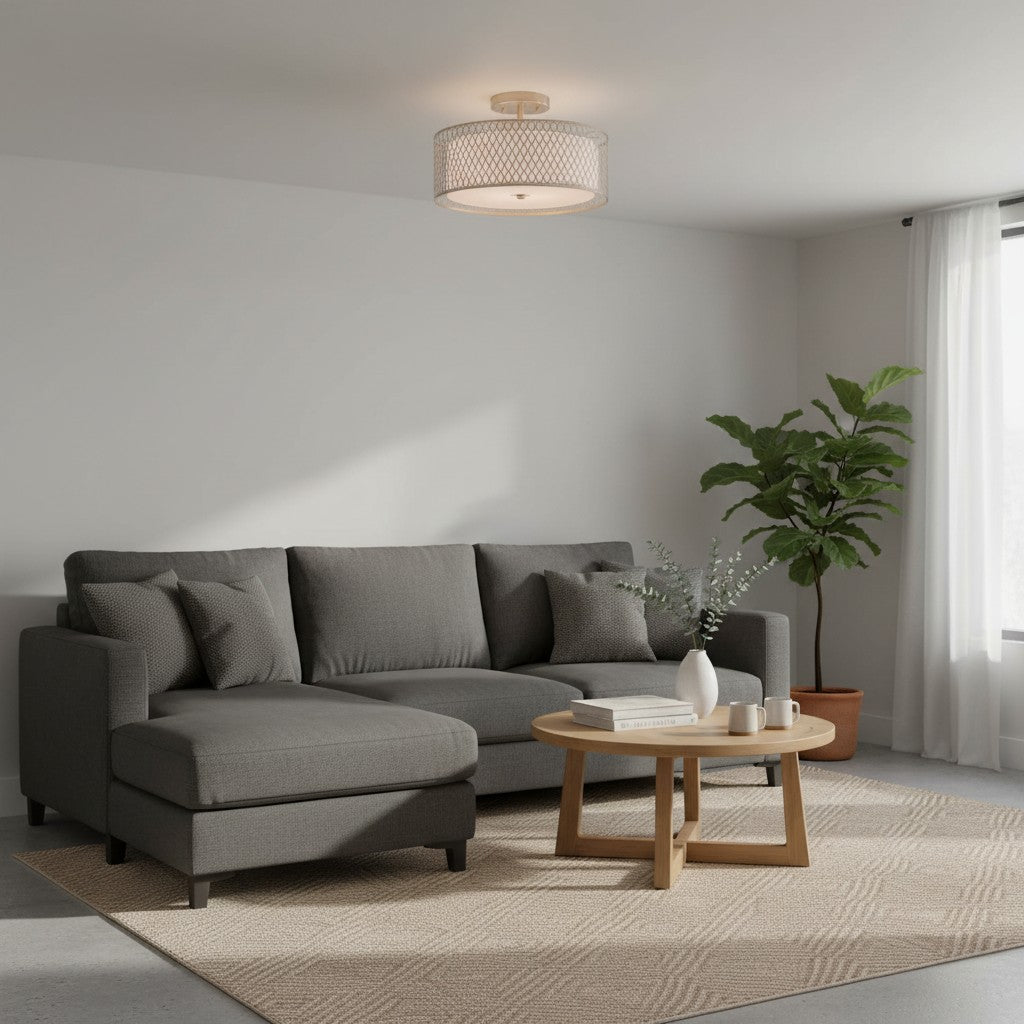Liorin Geometrische Mesh 3-flammige Deckenleuchte – Metallgewebe-Lampe für Wohnzimmer oder Flur