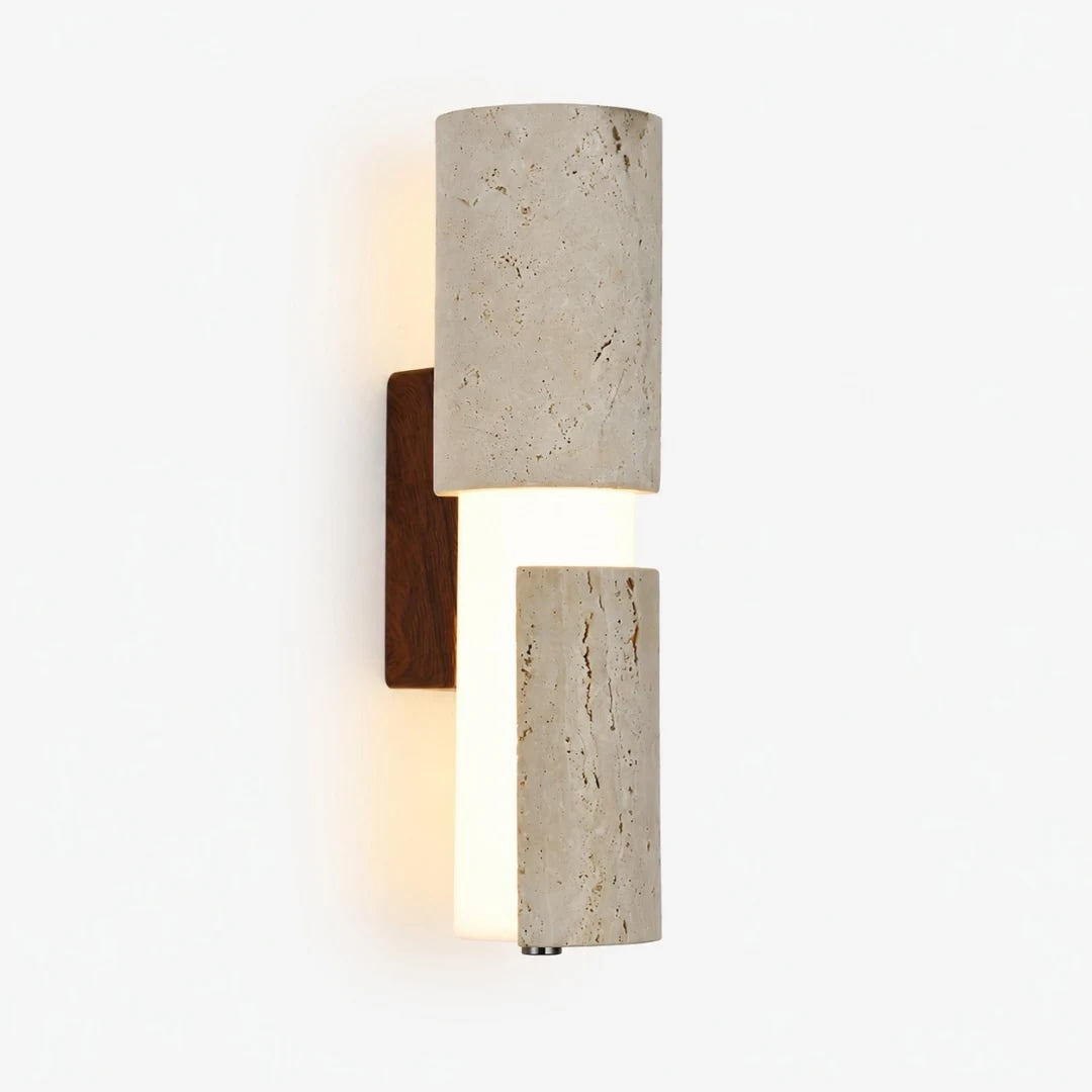 Short yellow travertine acrylic wall lamp 30 cm product view