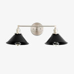 Load image into Gallery viewer, Conique Metal Dual Black Sconce with Cone Shades - Industrial Vanity Wall Light for Mirror
