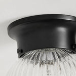 Cargar imagen en el visor de la Galería, Close detail of black metal ceiling canopy and glass shade connection