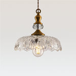 Charger l’image dans la visionneuse de la galerie, Suspension Verdoma en laiton vintage avec verre transparent - Lampe suspendue fleur pour salle à manger et espaces de vie