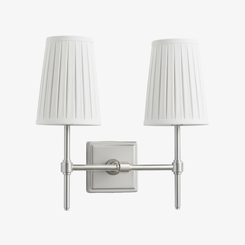 Lampada da Parete con Paralumi in Lino Bianco Derlina – Lampada Retrò Multi-Testa in Metallo