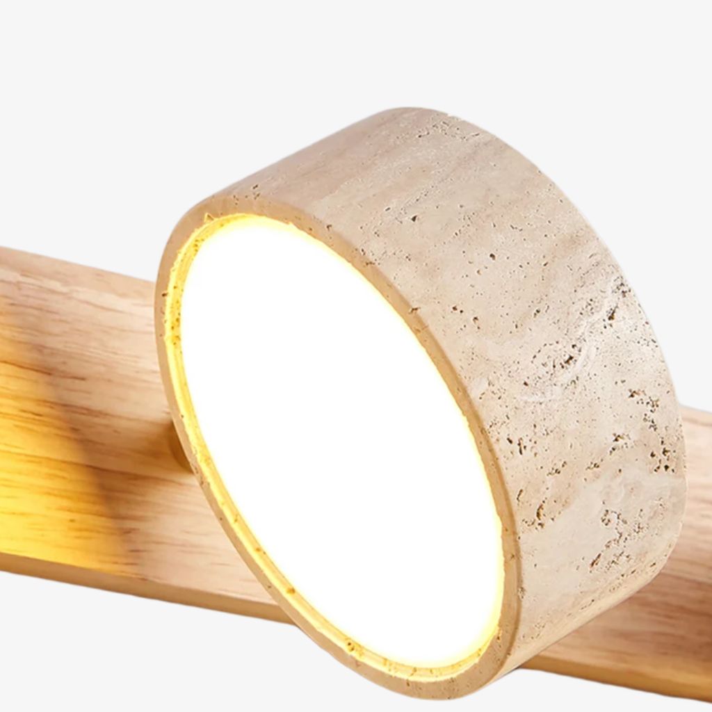 Elias Rustieke Verstelbare Travertijn Houten Wandlamp