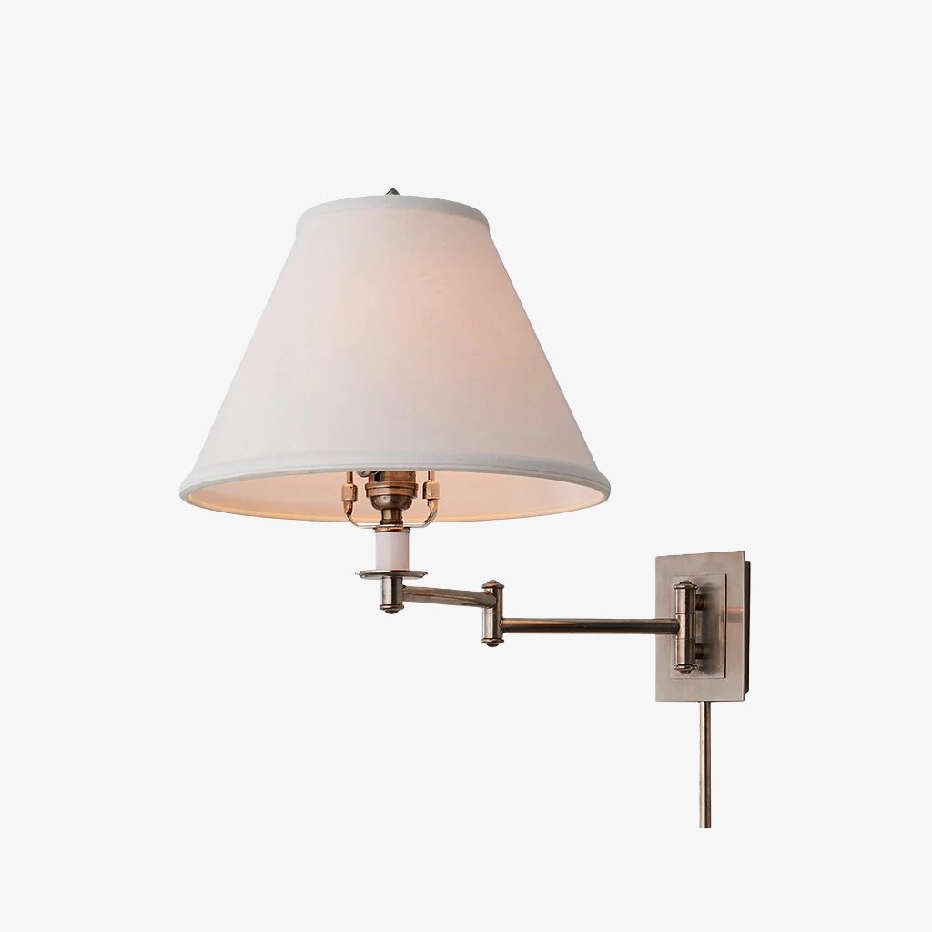 Arlington linnen kap metalen scharnierende wandlamp