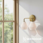 Load image into Gallery viewer, Merin Metal &amp; Glass Sculptural Wall Sconce for Vanity &amp; Bathroom
