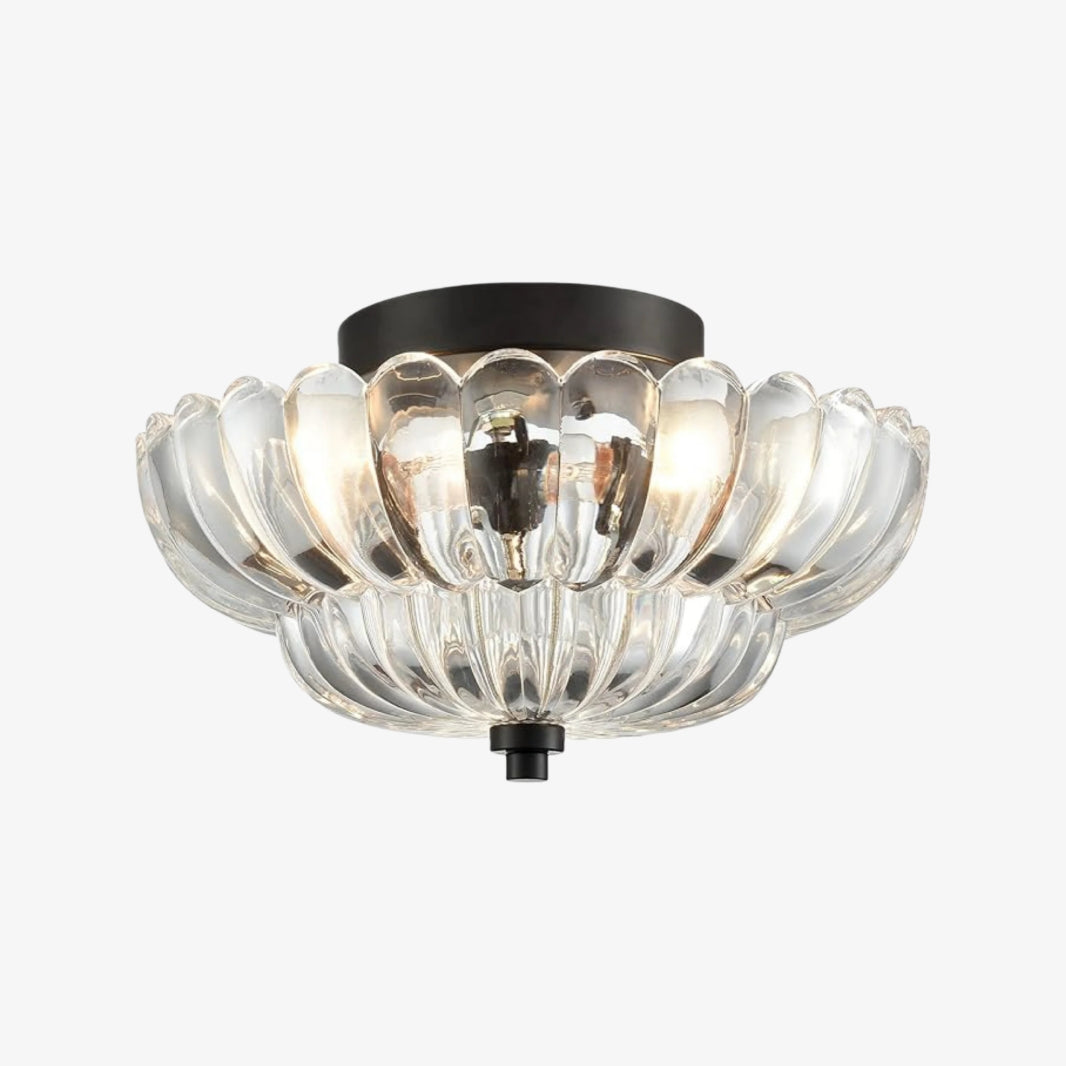 Vintage Lampa Sufitowa z Podwójną Warstwą Kwiatowego Szkła