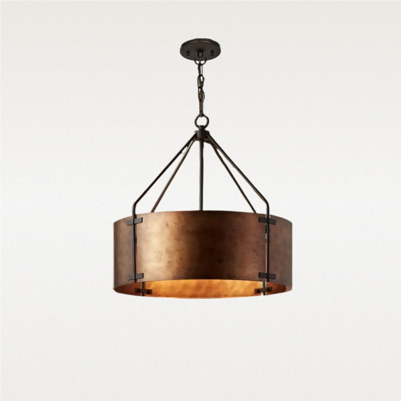 Rustieke bronzen industriële trommelkap hanglamp
