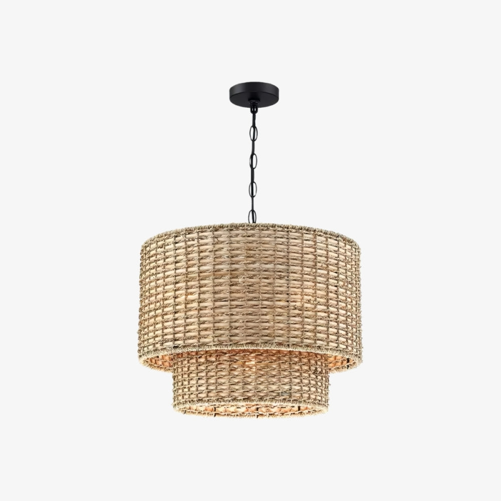 Harland Beachy Natuurlijke Rotan Dubbele Trommel Hanglamp