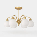 Load image into Gallery viewer, Gold 6-light glass globe chandelier