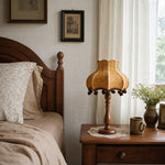 Cargar imagen en el visor de la Galería, Vintage fabric table lamp styled on a bedside table