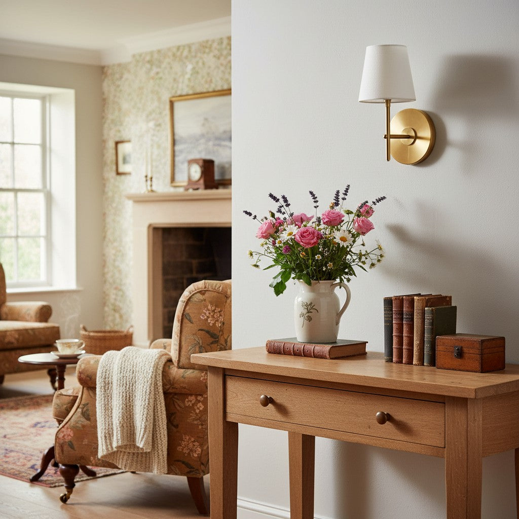 Vireli Brass Wall Sconce in Mid-Century Style for Bedroom & Hallway